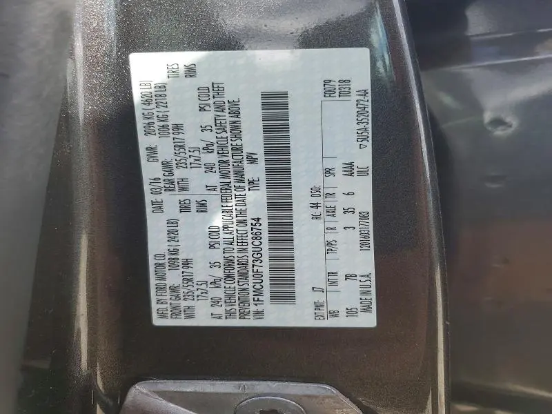 2016 FORD ESCAPE S  