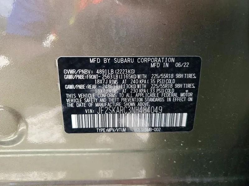 2022 SUBARU FORESTER TOURING  