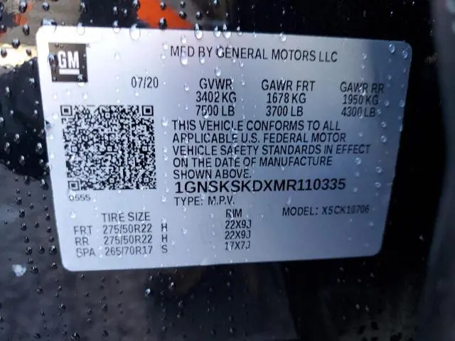 2021 CHEVROLET TAHOE K1500 PREMIER  