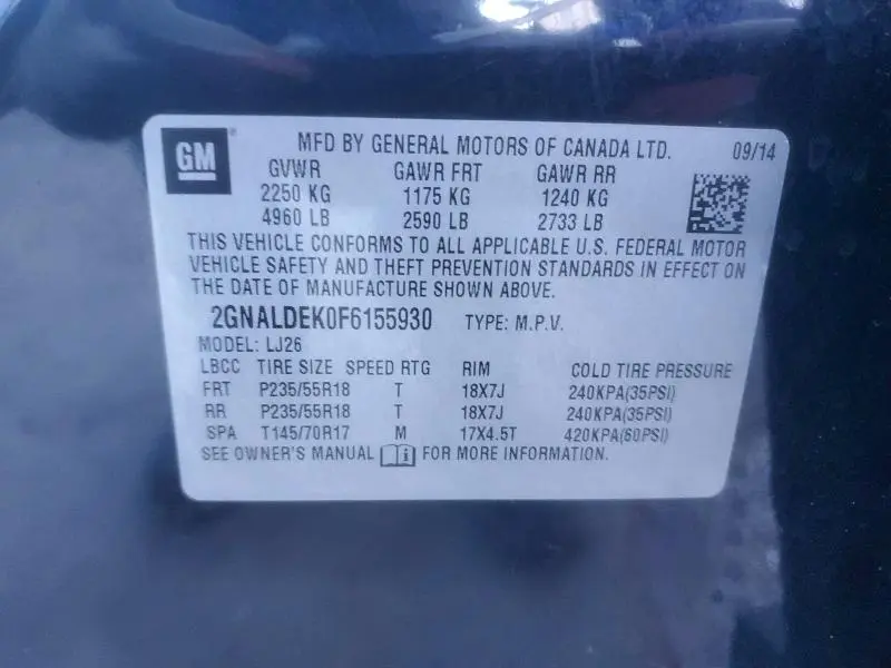 2015 CHEVROLET EQUINOX LTZ  