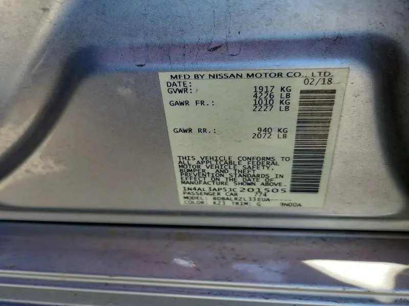 2018 NISSAN ALTIMA 2.5 SL  