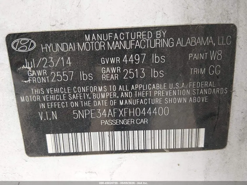 2015 HYUNDAI SONATA LIMITED