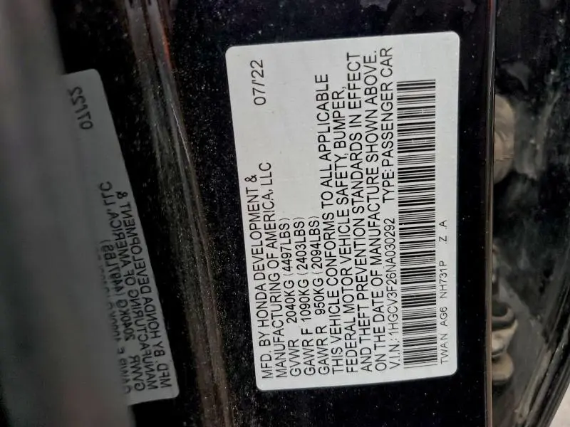 2022 HONDA ACCORD HYBRID SPORT  