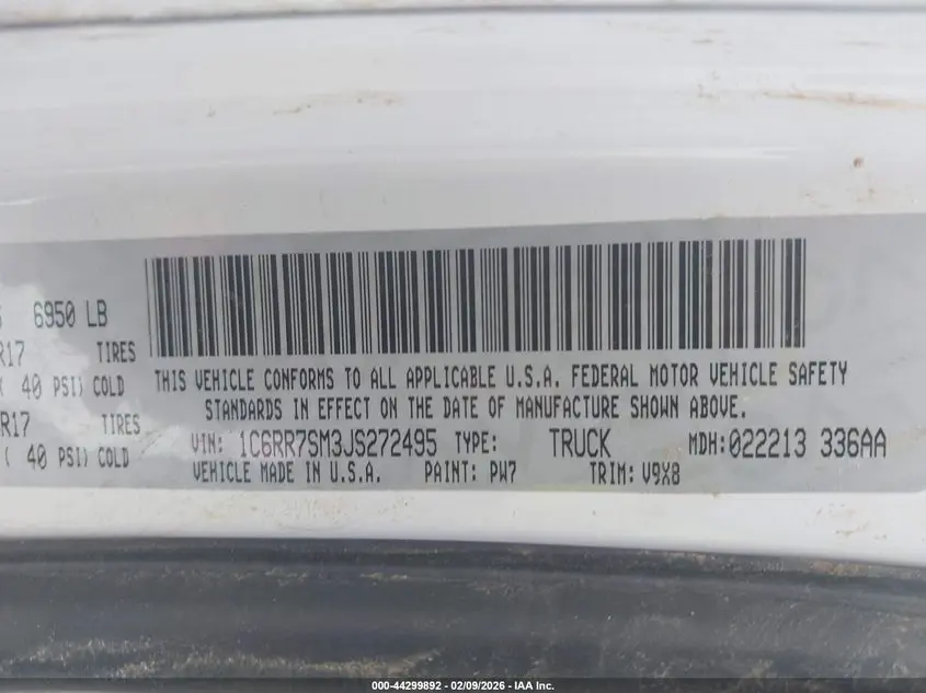 2018 RAM 1500 TRADESMAN  4X4 6'4 BOX