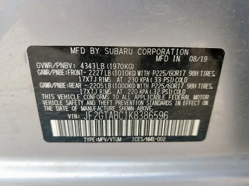 2019 SUBARU CROSSTREK   