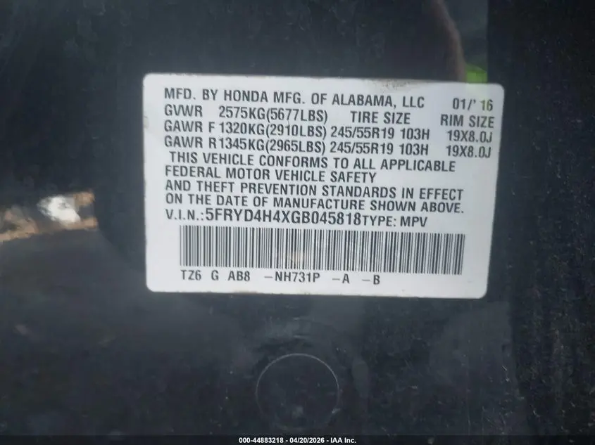 2016 ACURA MDX TECHNOLOGY   ACURAWATCH PLUS PACKAGES/TECHNOLOGY PACKAGE