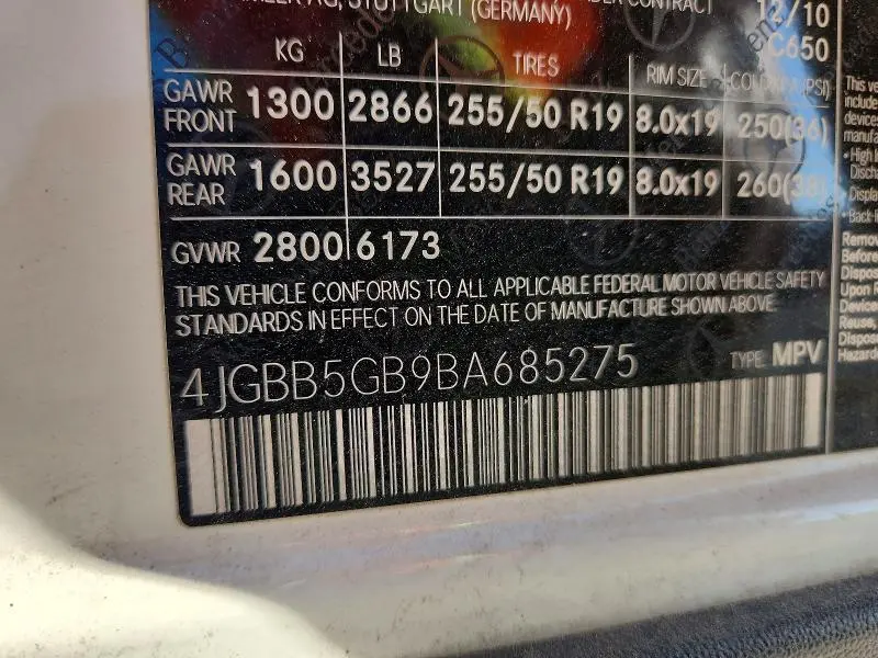 2011 MERCEDES-BENZ ML 350  