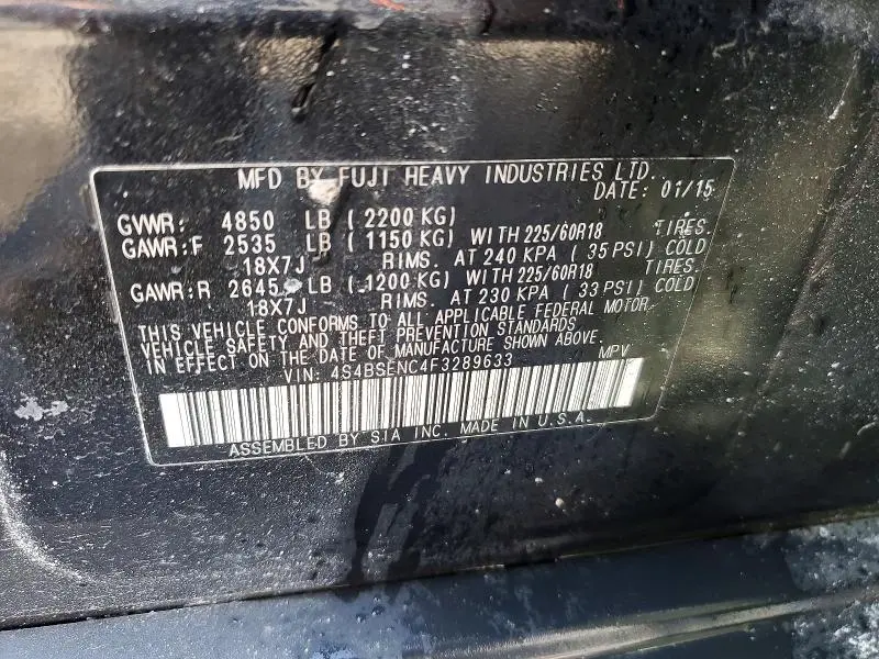 2015 SUBARU OUTBACK 3.6R LIMITED  