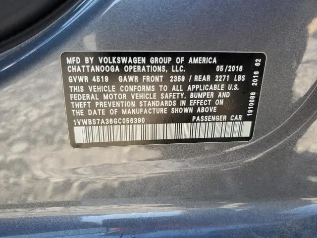 2016 VOLKSWAGEN PASSAT SE