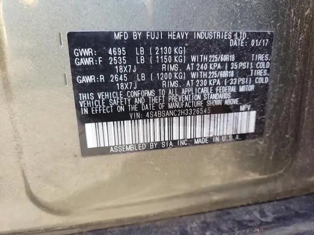 2017 SUBARU OUTBACK 2.5I LIMITED  