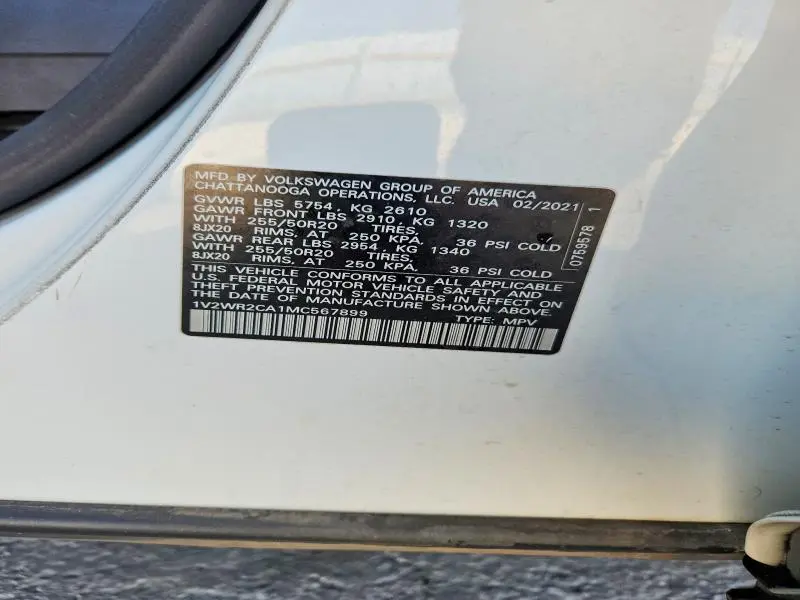 2021 VOLKSWAGEN ATLAS SE  