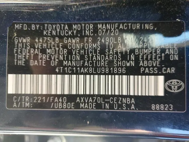 2020 TOYOTA CAMRY LE  