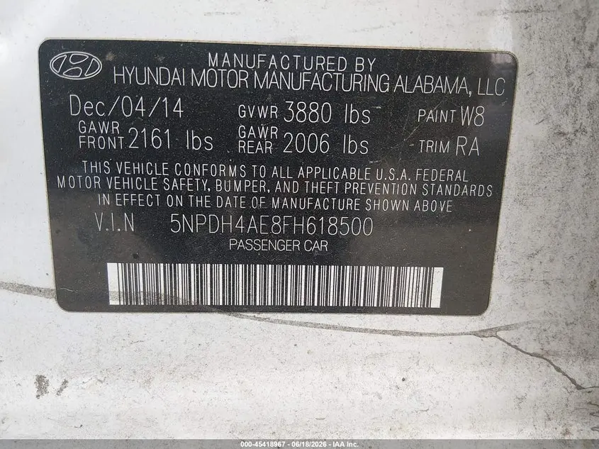 2015 HYUNDAI ELANTRA SE