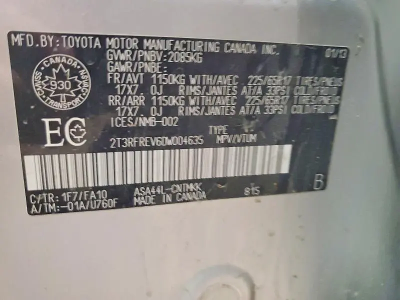 2013 TOYOTA RAV4 XLE  