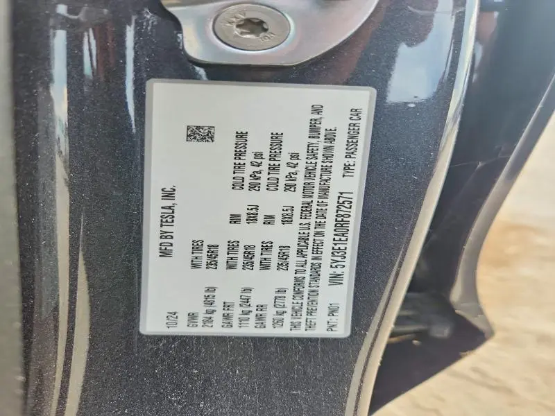 2024 TESLA MODEL 3   