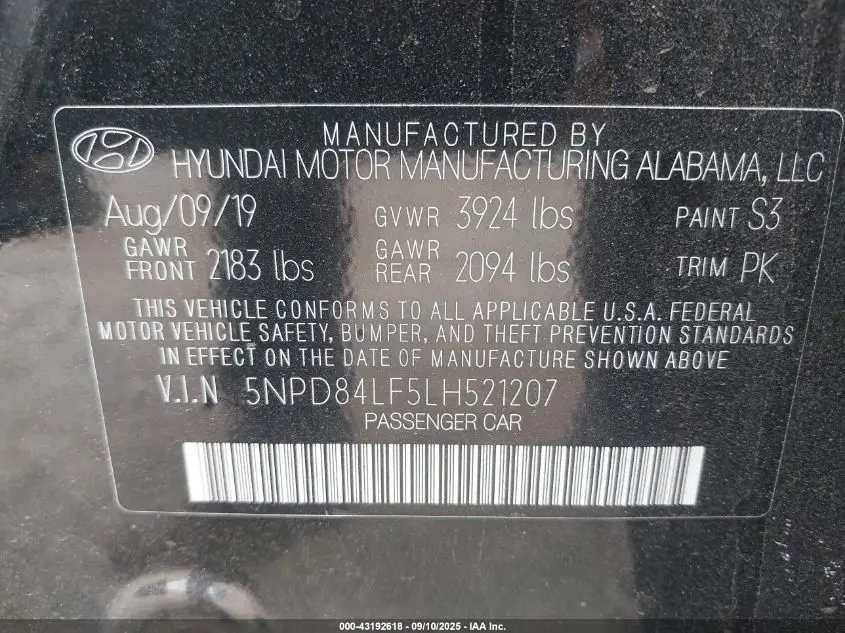 2020 HYUNDAI ELANTRA SEL