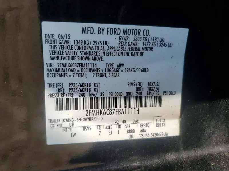 2015 FORD FLEX SEL  