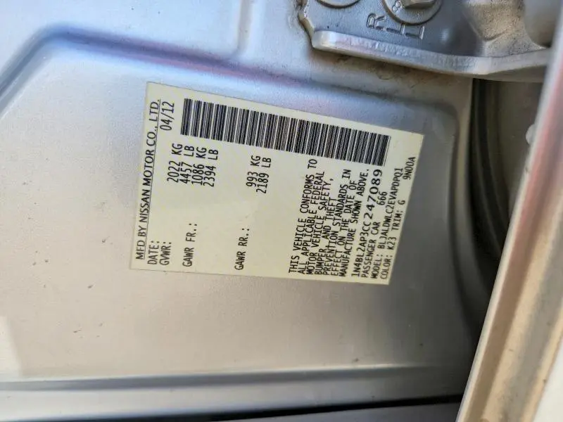 2012 NISSAN ALTIMA 3.5 SR  