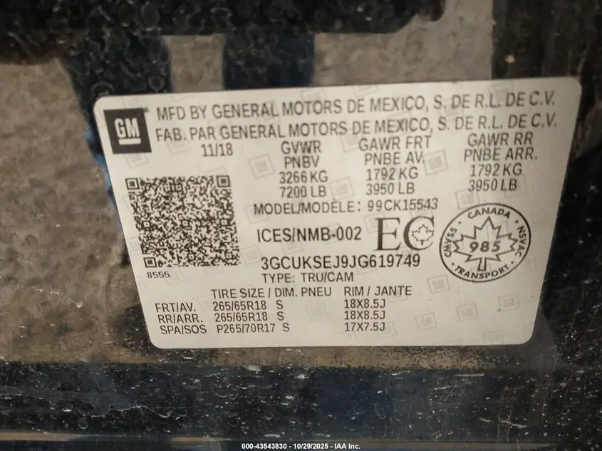 2018 CHEVROLET SILVERADO 1500 1LZ/2LZ