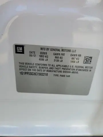2012 CHEVROLET CRUZE LT  