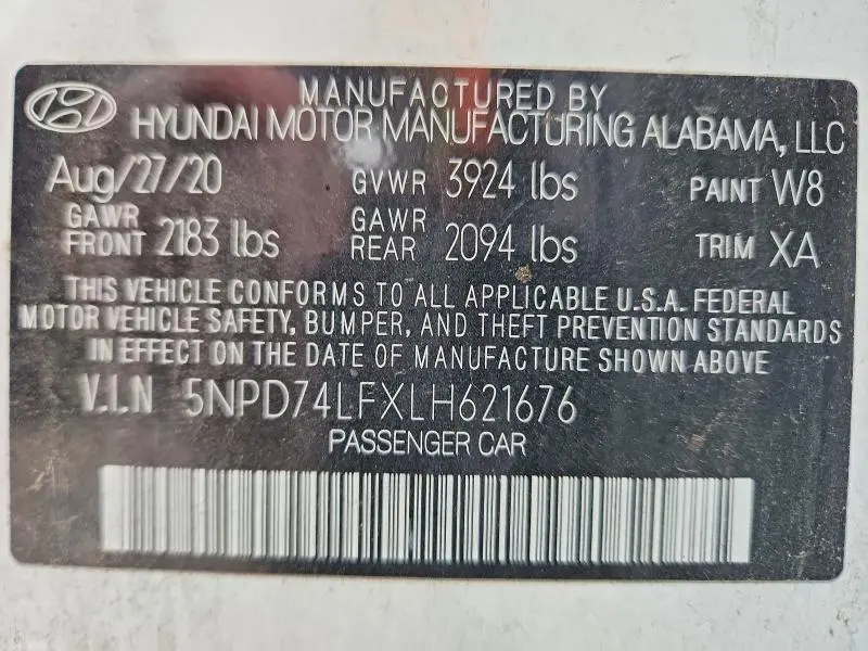 2020 HYUNDAI ELANTRA SE  