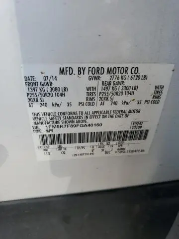 2015 FORD EXPLORER LIMITED  