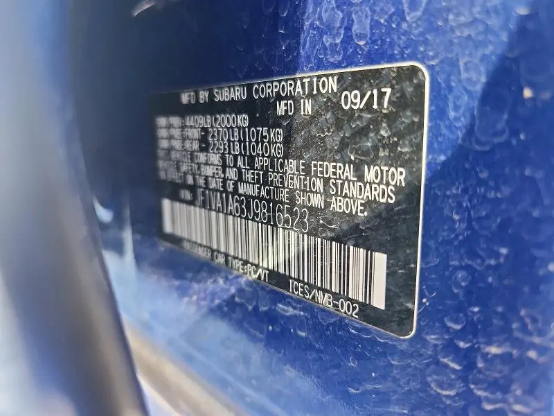 2018 SUBARU WRX   
