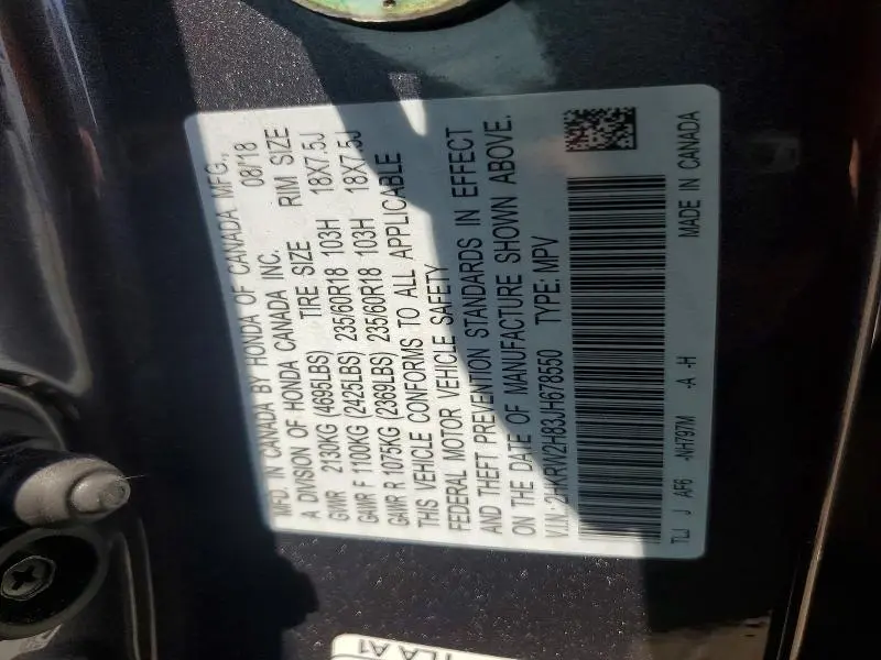 2018 HONDA CR-V EXL  
