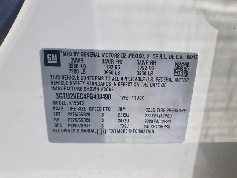 2015 GMC SIERRA K1500 SLT  