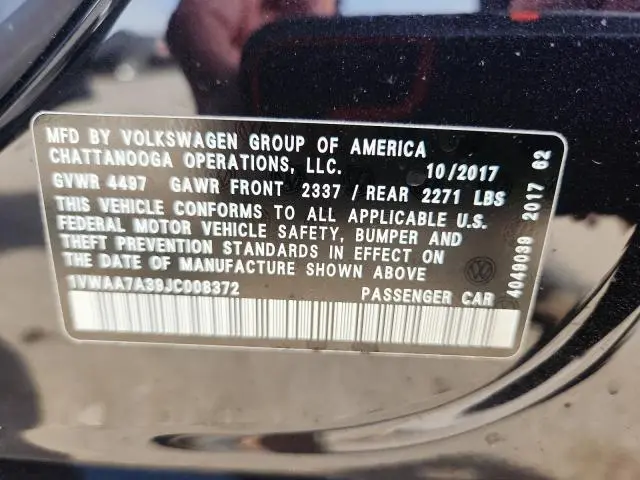 2018 VOLKSWAGEN PASSAT S  