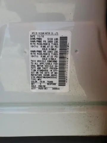 2011 NISSAN MURANO S  