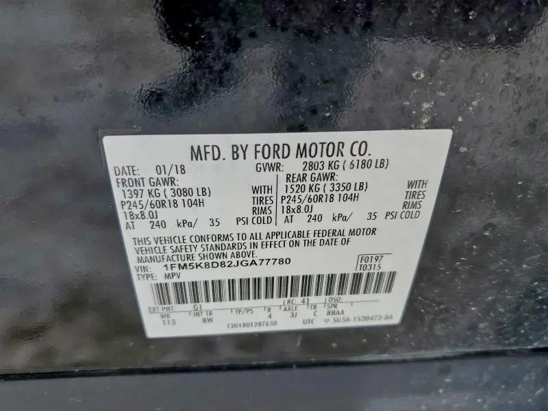 2018 FORD EXPLORER XLT  