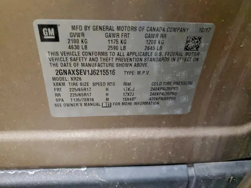 2018 CHEVROLET EQUINOX LT  