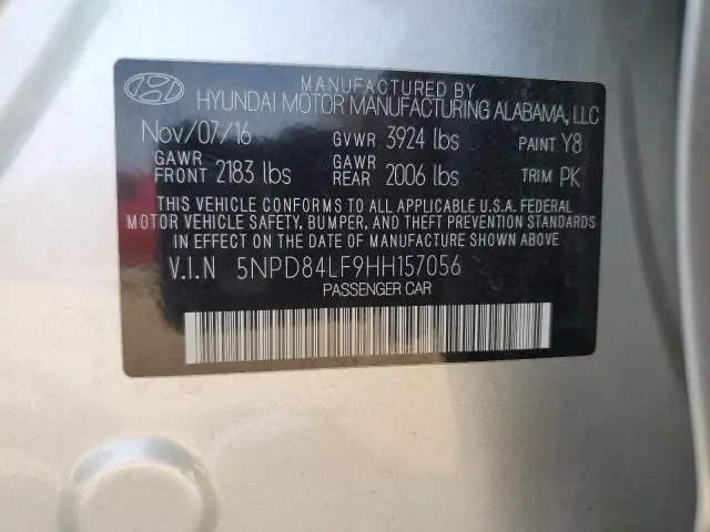 2017 HYUNDAI ELANTRA SE  
