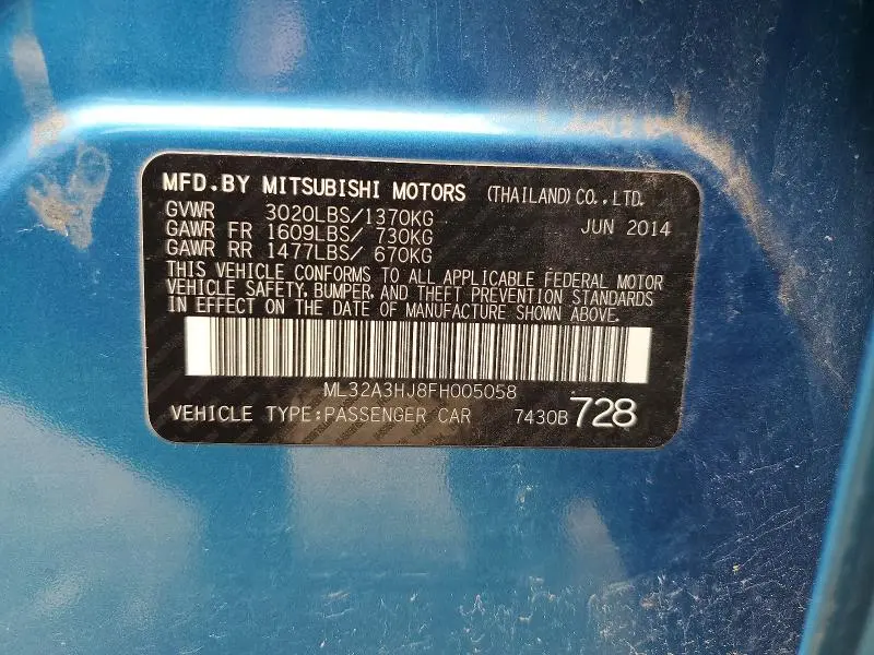 2015 MITSUBISHI MIRAGE DE  