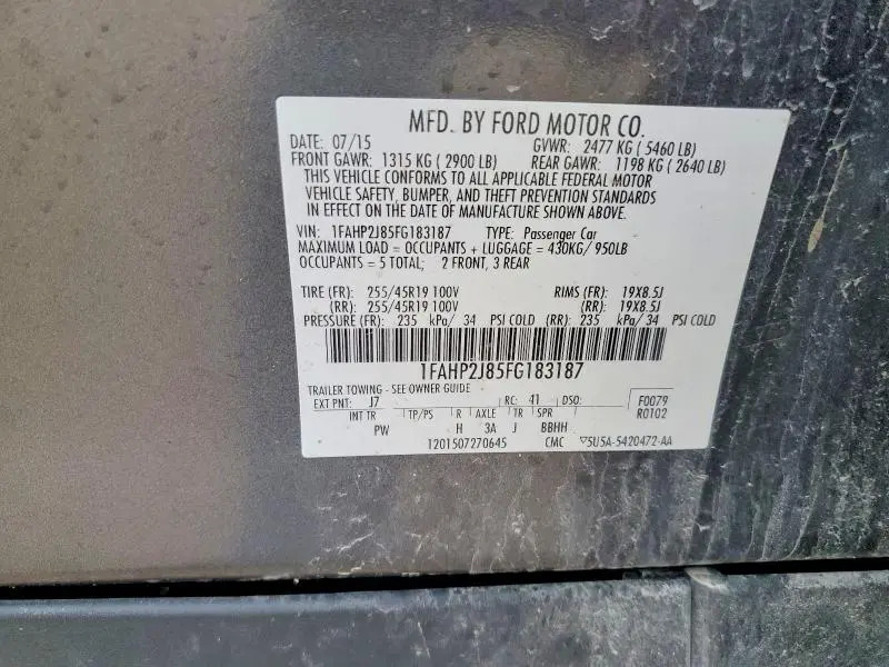 2015 FORD TAURUS LIMITED  