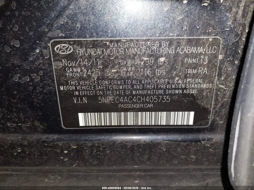 2012 HYUNDAI SONATA LIMITED