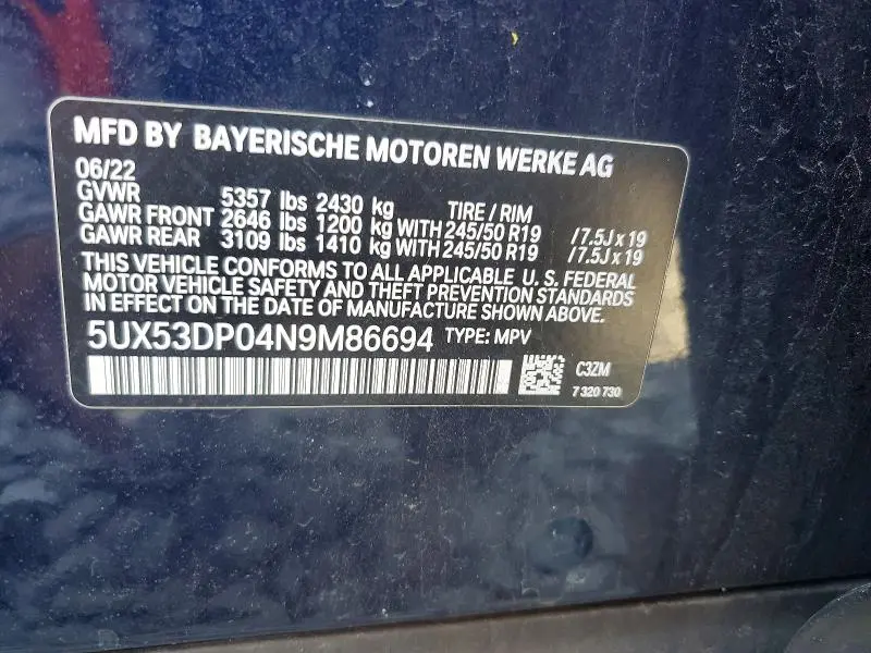 2022 BMW X3 XDRIVE30I  