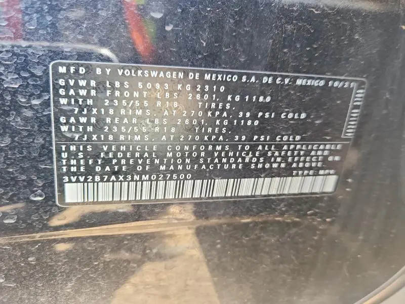 2022 VOLKSWAGEN TIGUAN SE  