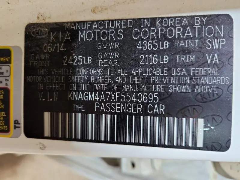 2015 KIA OPTIMA LX  