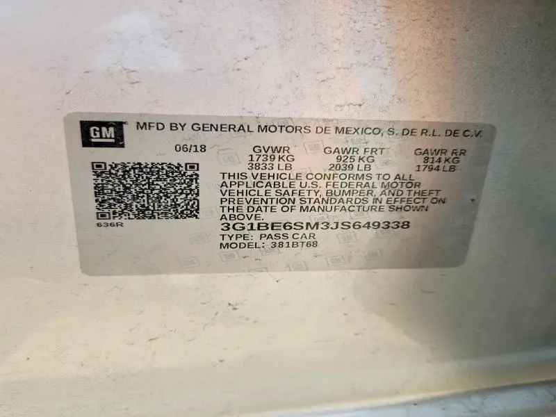2018 CHEVROLET CRUZE LT  