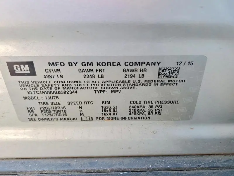 2016 CHEVROLET TRAX LS  