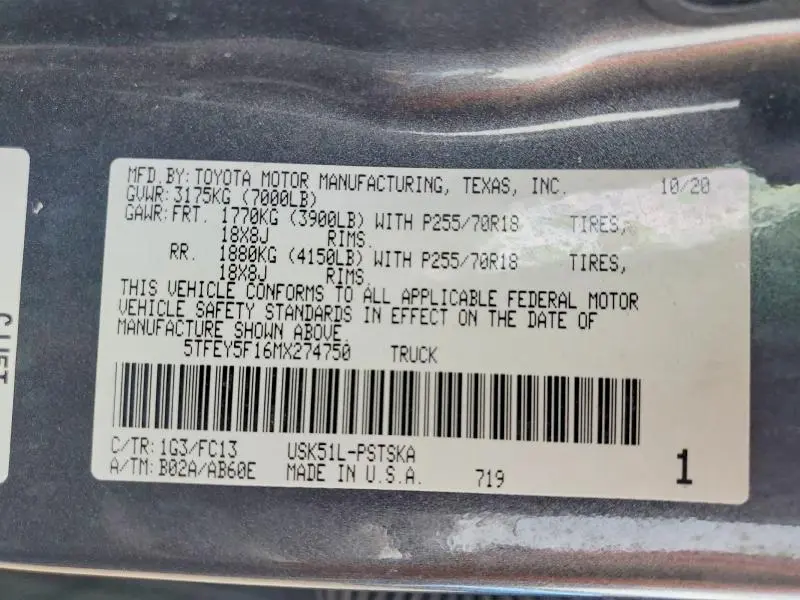 2021 TOYOTA TUNDRA CREWMAX SR5  