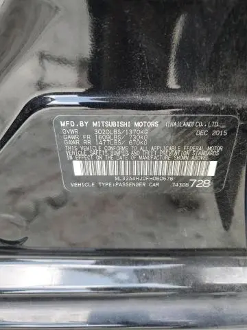 2015 MITSUBISHI MIRAGE ES  