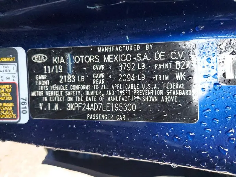 2020 KIA FORTE FE  