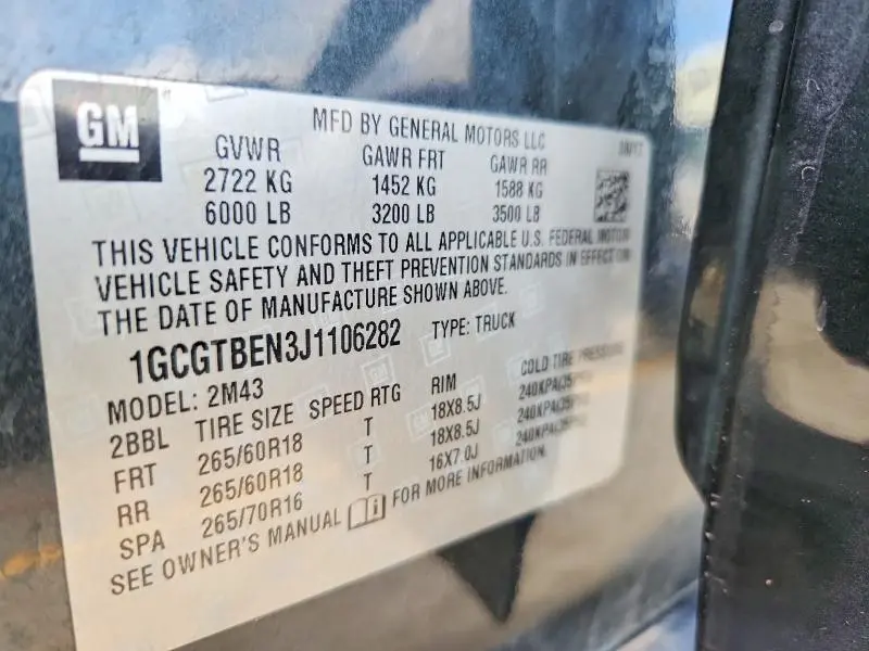 2018 CHEVROLET COLORADO   