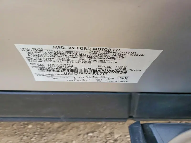 2013 FORD TAURUS SEL  