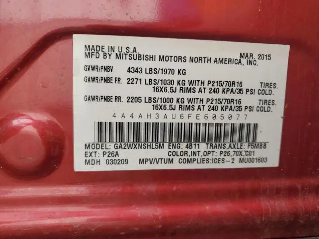 2015 MITSUBISHI RVR SE  