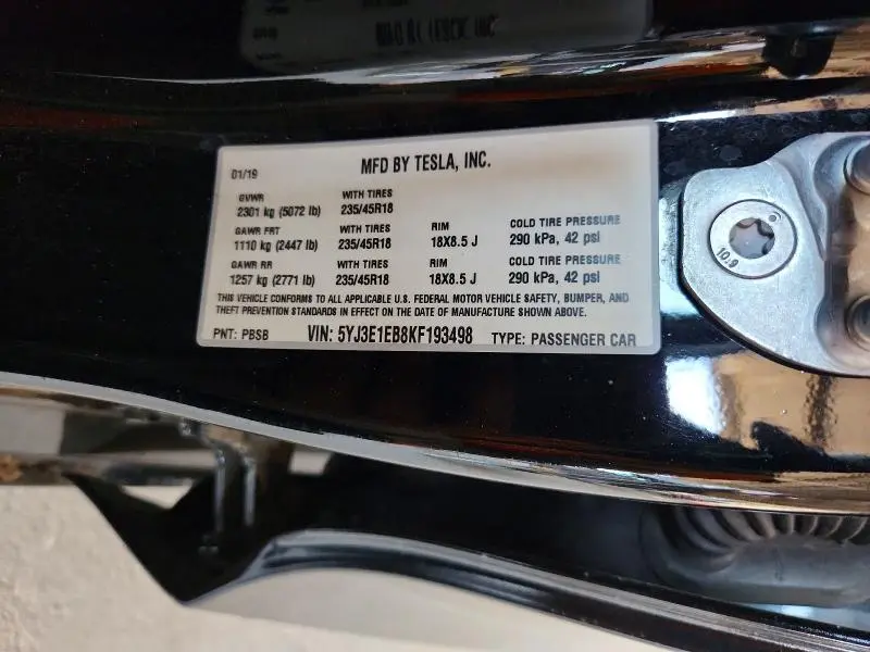 2019 TESLA MODEL 3   