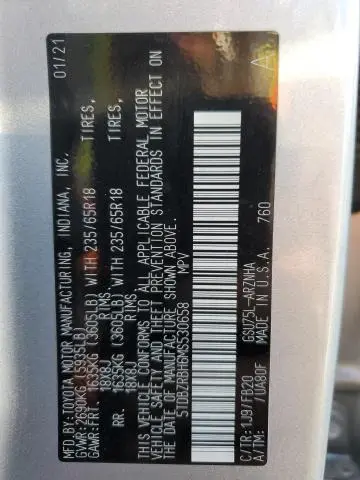 2021 TOYOTA HIGHLANDER L  